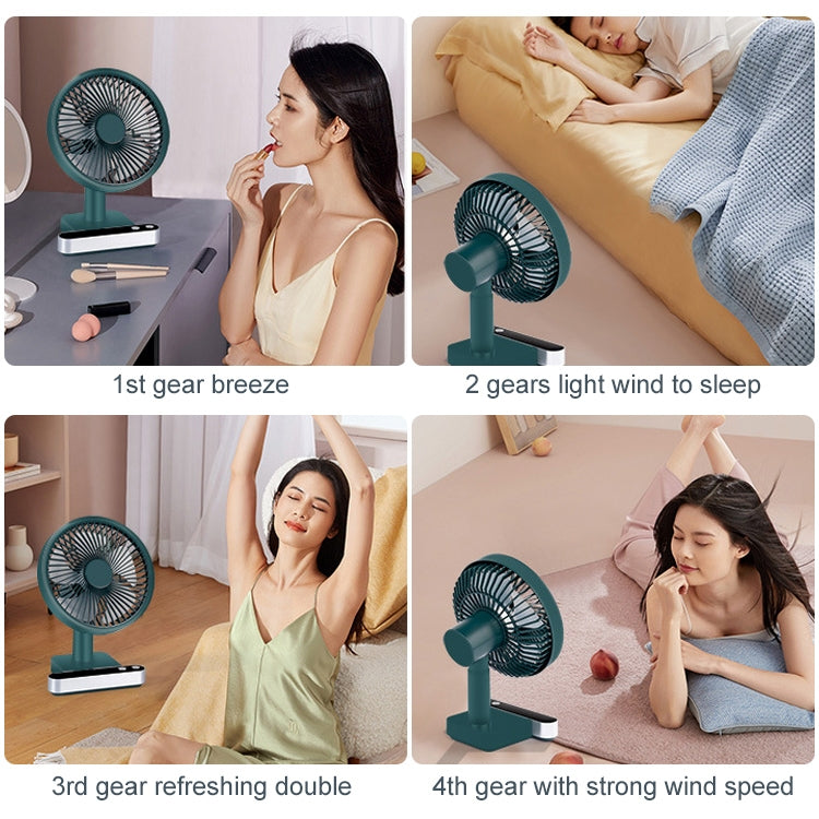 F702 Automatic Shaking Desktop Electric Fan with LED Display (White)