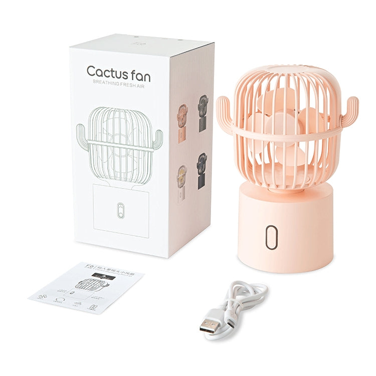 F6 Cactus Portable Mini Fan USB Shaking Head Handheld Desk Electric Fan (Pink)