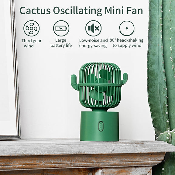 F6 Cactus Portable Mini Fan USB Shaking Head Handheld Desk Electric Fan (Pink)