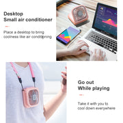 F20 Electroplating Handheld Fan Portable Desktop Folding Mute USB Hanging Neck Fan (Green)