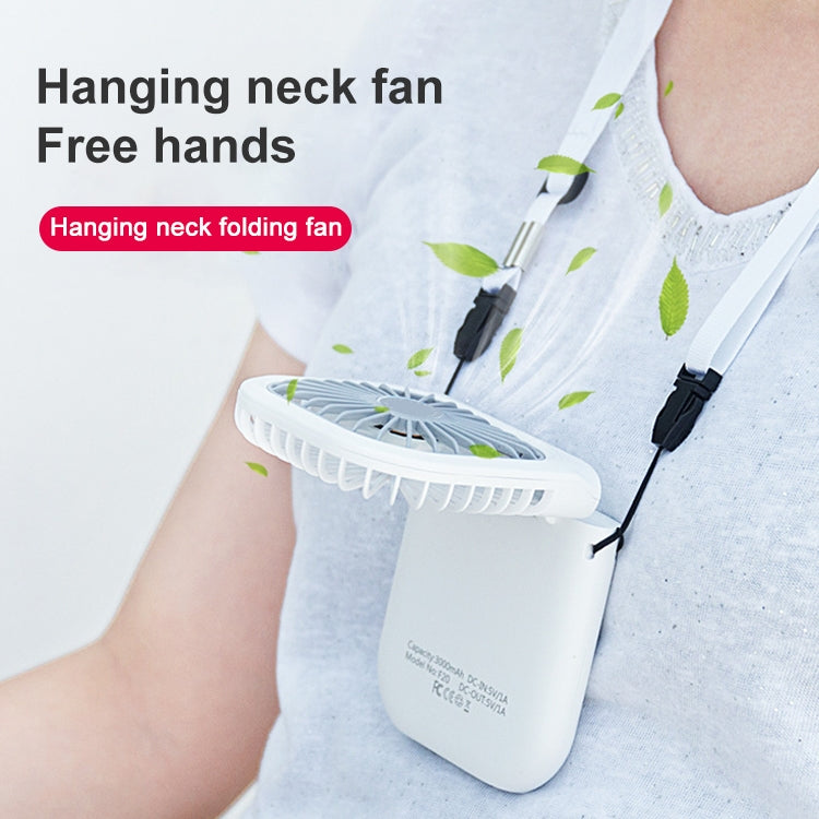 F20 Electroplating Handheld Fan Portable Desktop Folding Mute USB Hanging Neck Fan (Green)
