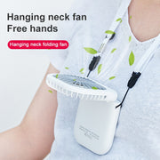 F20 Electroplating Handheld Fan Portable Desktop Folding Mute USB Hanging Neck Fan (Green)