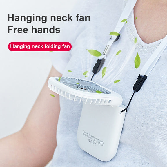 F20 Electroplating Handheld Fan Portable Desktop Folding Mute USB Hanging Neck Fan (Green)