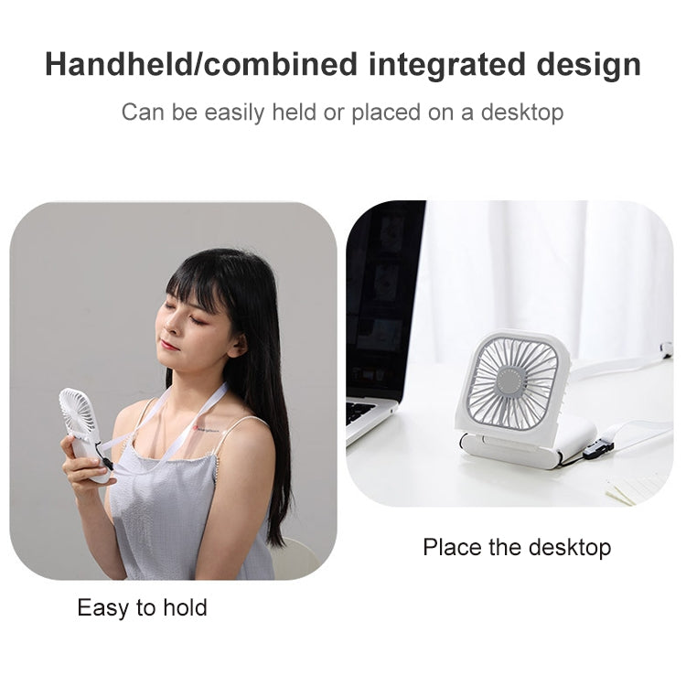 F20 Electroplating Handheld Fan Portable Desktop Folding Mute USB Hanging Neck Fan (Green)