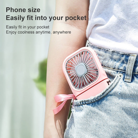 F20 Electroplating Handheld Fan Portable Desktop Folding Mute USB Hanging Neck Fan (Green)
