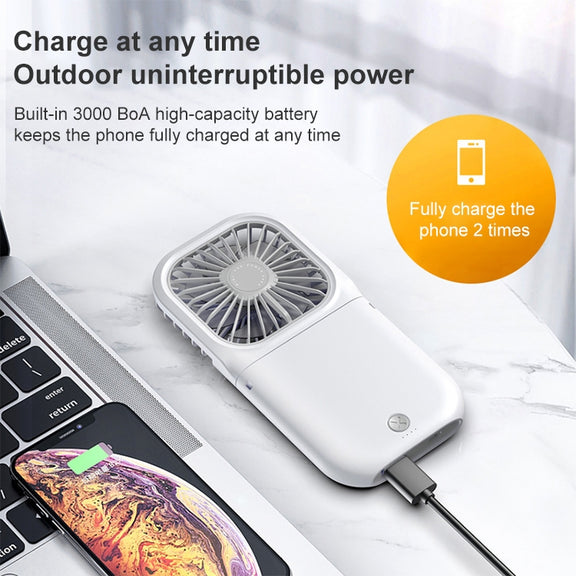 F20 Electroplating Handheld Fan Portable Desktop Folding Mute USB Hanging Neck Fan (Green)