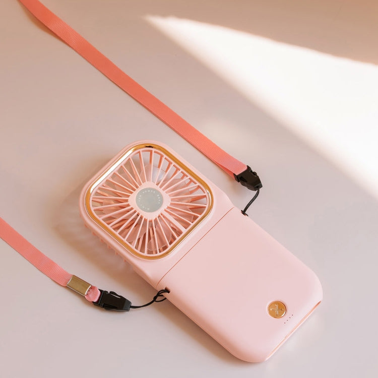 F30 Electroplating Handheld Fan Portable Desktop Folding Mute USB Hanging Neck Fan, Upgraded Version (Pink)