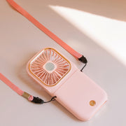 F30 Electroplating Handheld Fan Portable Desktop Folding Mute USB Hanging Neck Fan, Upgraded Version (Pink)