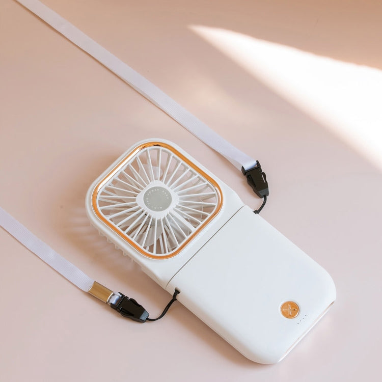F30 Electroplating Handheld Fan Portable Desktop Folding Mute USB Hanging Neck Fan, Upgraded Version (White)