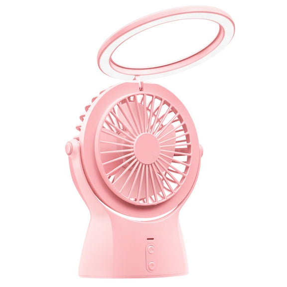 S1 Multi-function Portable USB Charging Mute Desktop Electric Fan Table Lamp, with 3 Speed Control (Pink)