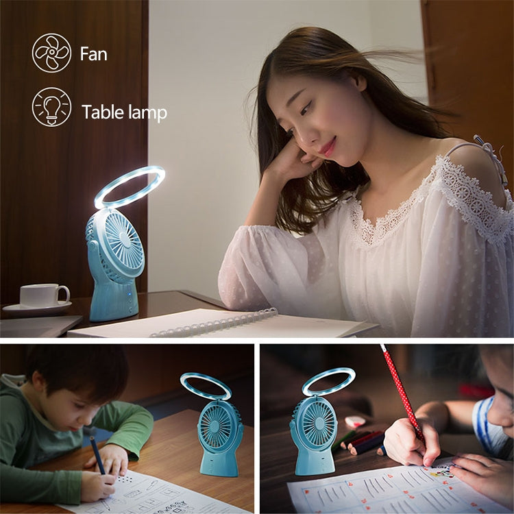 S1 Multi-function Portable USB Charging Mute Desktop Electric Fan Table Lamp, with 3 Speed Control (Purple)
