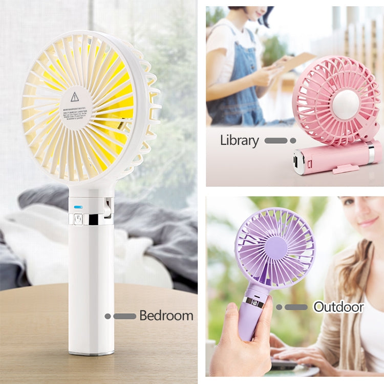 S2 Portable Foldable Handheld Electric Fan, with 3 Speed Control & Night Light (Pink)