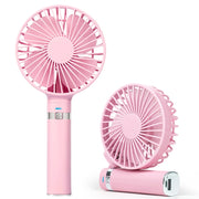 S2 Portable Foldable Handheld Electric Fan, with 3 Speed Control & Night Light (Pink)