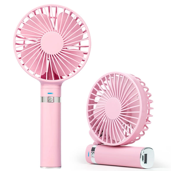 S2 Portable Foldable Handheld Electric Fan, with 3 Speed Control & Night Light (Pink)