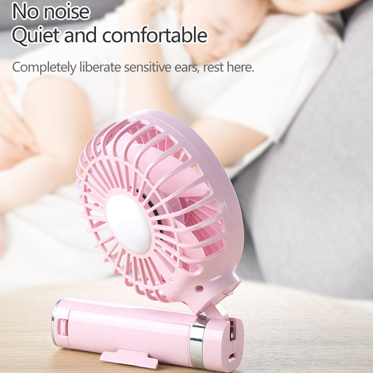S2 Portable Foldable Handheld Electric Fan, with 3 Speed Control & Night Light (Pink)