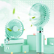 S2 Portable Foldable Handheld Electric Fan, with 3 Speed Control & Night Light (Mint Green)
