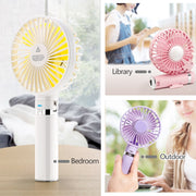 S2 Portable Foldable Handheld Electric Fan, with 3 Speed Control & Night Light (Purple)