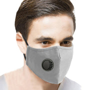 For Men Women Washable Replaceable Filter Breath-Valve PM2.5 Dustproof Face Mask(Grey)