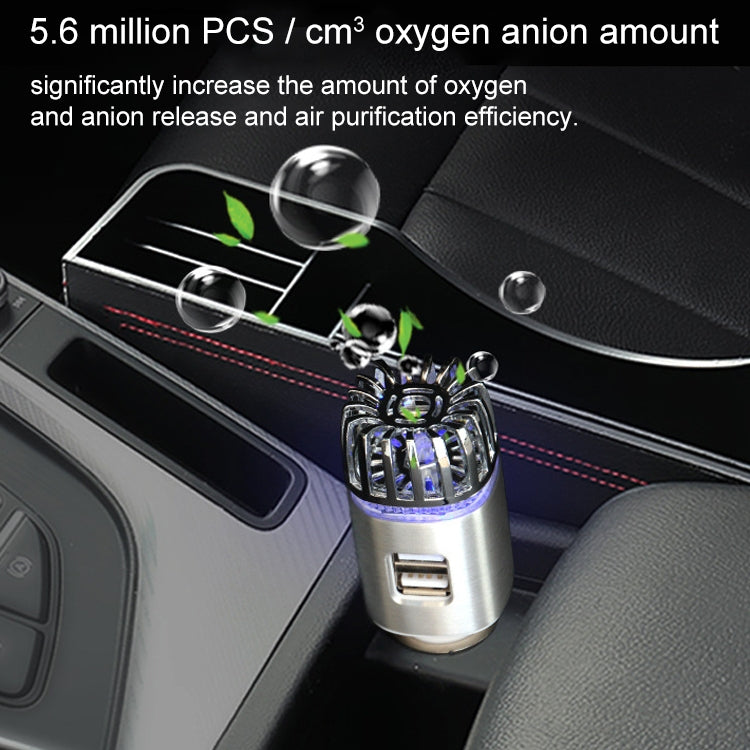 2 in 1 Car Negative-ion  Aromatherapy Air Purifier Humidifier + Dual USB Port Car Charger (Gold)