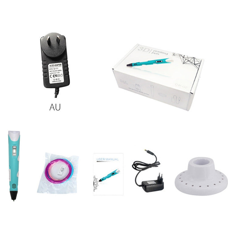 Hand-held 3D Printing Pen, AU Plug (Blue)