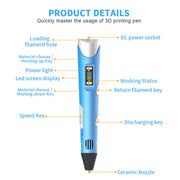 Hand-held 3D Printing Pen, UK Plug (Purple)