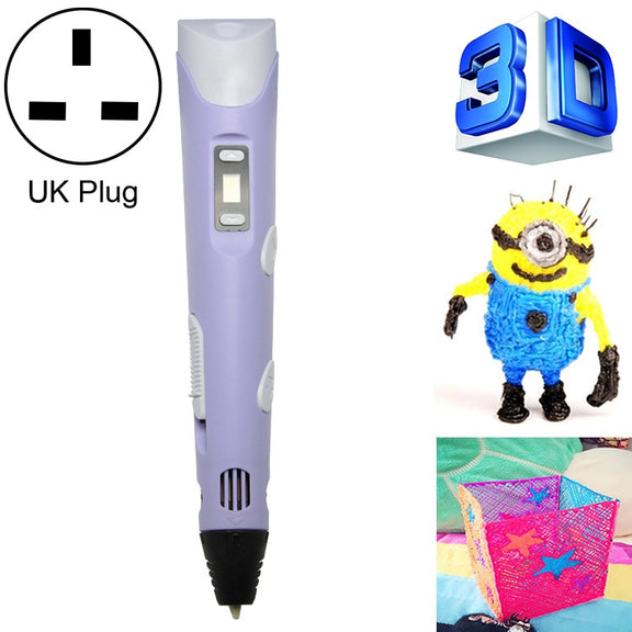 Hand-held 3D Printing Pen, UK Plug (Purple)