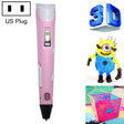 Hand-held 3D Printing Pen, US Plug(Pink) - 3D Printer by PMC TechLife | Online Shopping South Africa | PMC TechLife | Buy Now Pay Later Mobicred