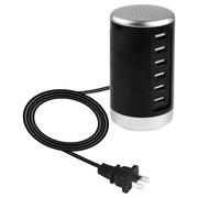 XLD4 30W 6-USB Ports Charger Station Power Adapter AC100-240V, US Plug(Black)