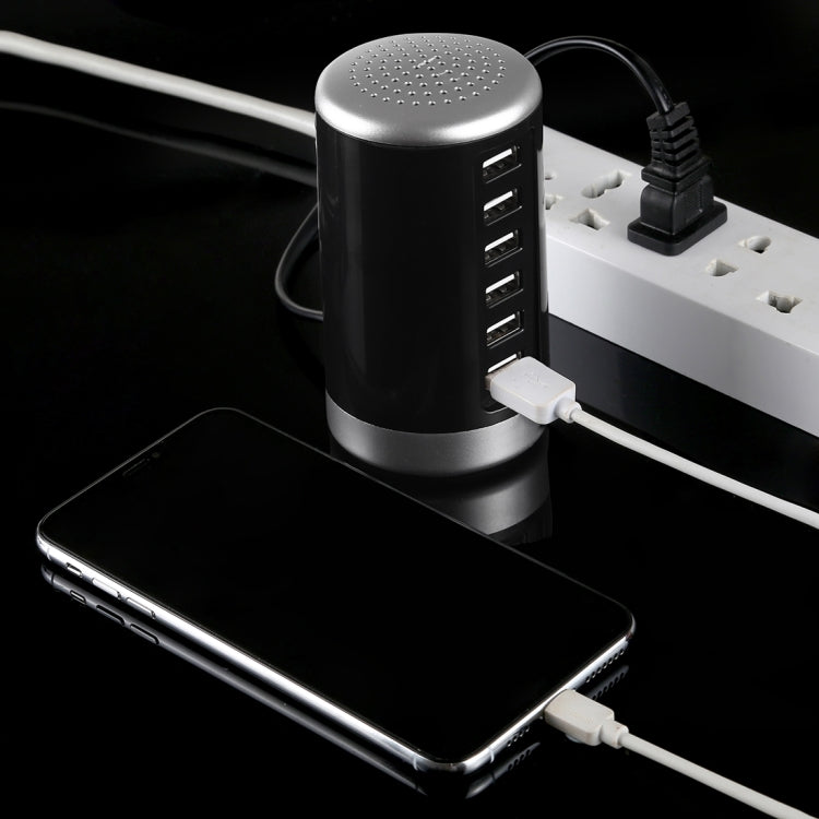 XLD4 30W 6-USB Ports Charger Station Power Adapter AC100-240V, US Plug(Black)
