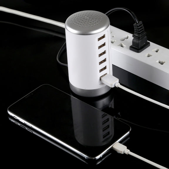 30W 6-USB Ports Charger Station Power Adapter AC100-240V, US Plug(White)