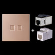 CAT.6 Shielded Pass-through Network Module, Dual Ports Panel + Shielded Pass-through + Telephone Socket (Gold) - Lan Cable and Tools by PMC TechLife | Online Shopping South Africa | PMC TechLife | Buy Now Pay Later Mobicred