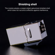 CAT.6 Shielded Pass-through Network Module, Dual Ports Panel + Shielded Pass-through + Telephone Socket (Grey)