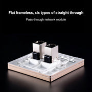 CAT.6 Shielded Pass-through Network Module, Dual Ports Panel + Shielded Pass-through + Telephone Socket (Grey)