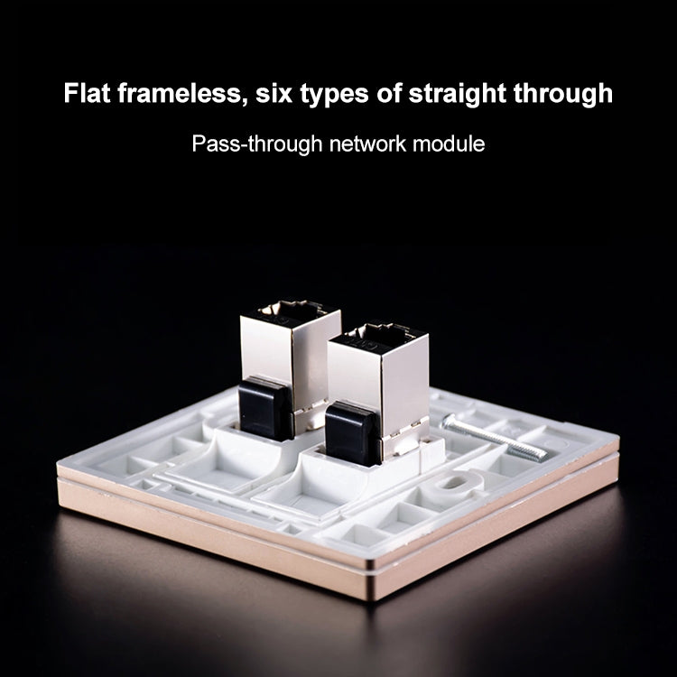 CAT.6 Shielded Pass-through Network Module, Single Port Panel + Shielded Pass-through (Grey)