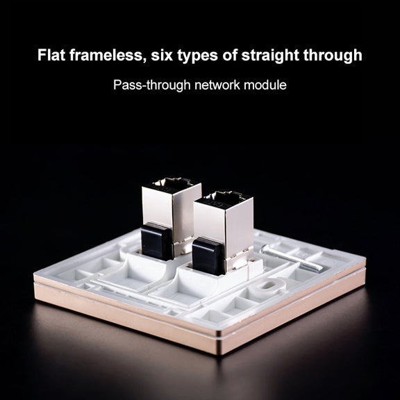CAT.6 Shielded Pass-through Network Module, Single Port Panel + Shielded Pass-through (Grey)