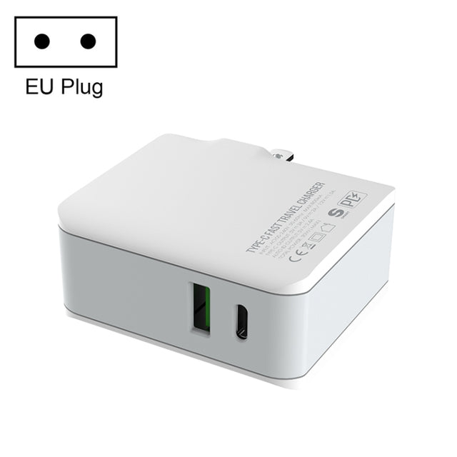 LDNIO A4403C 30W PD + Auto-id Foldable Fast Travel Charger with 1m 8 Pin Cable, EU Plug