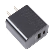 LZ-105A+C PD 20W USB-C/Type-C+QC 3.0 USB Ports Dot Pattern Travel Charger, US Plug(Black)