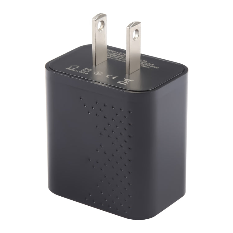 LZ-105A+C PD 20W USB-C/Type-C+QC 3.0 USB Ports Dot Pattern Travel Charger, US Plug(Black)