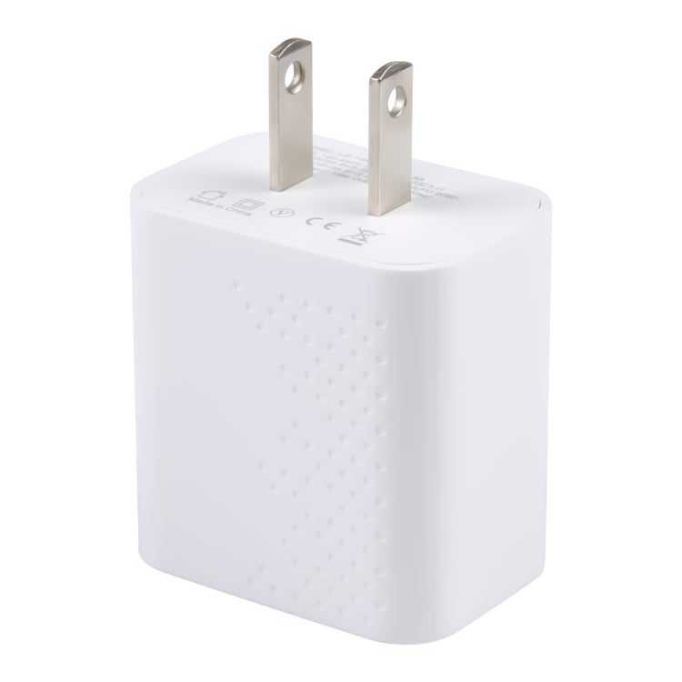 LZ-105A+C PD 20W USB-C/Type-C+QC 3.0 USB Ports Dot Pattern Travel Charger, US Plug(White)