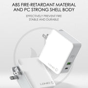 LDNIO A4403C 30W PD + Auto-id Foldable Fast Travel Charger with 1m USB-C / Type-C Cable, US Plug