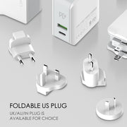 LDNIO A4403C 30W PD + Auto-id Foldable Fast Travel Charger with 1m USB-C / Type-C Cable, US Plug