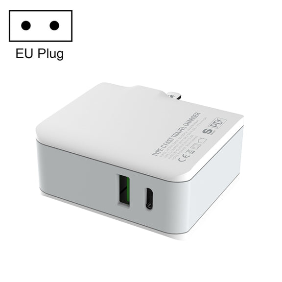 LDNIO A4403C 30W PD + Auto-id Foldable Fast Travel Charger with 1m Micro USB Cable, EU Plug