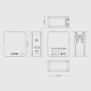LDNIO A4403C 30W PD + Auto-id Foldable Fast Travel Charger with 1m Micro USB Cable, EU Plug