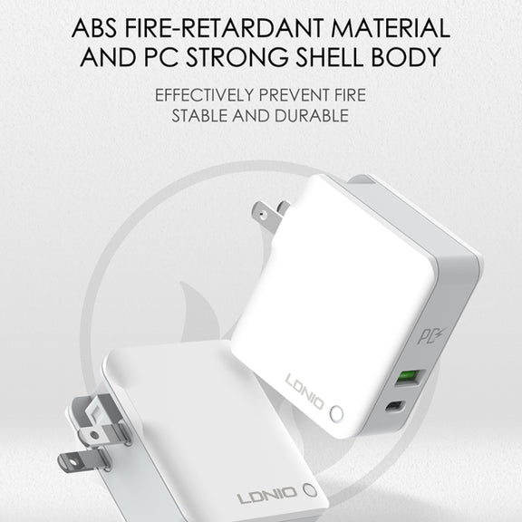 LDNIO A4403C 30W PD + Auto-id Foldable Fast Travel Charger with 1m Micro USB Cable, EU Plug