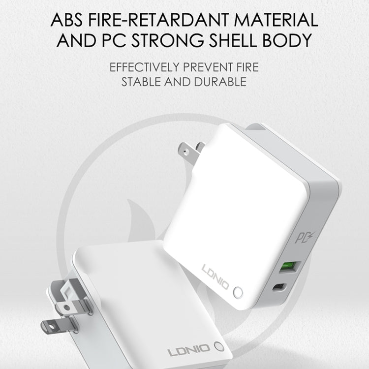 LDNIO A4403C 30W PD + Auto-id Foldable Fast Travel Charger with 1m Micro USB Cable, EU Plug