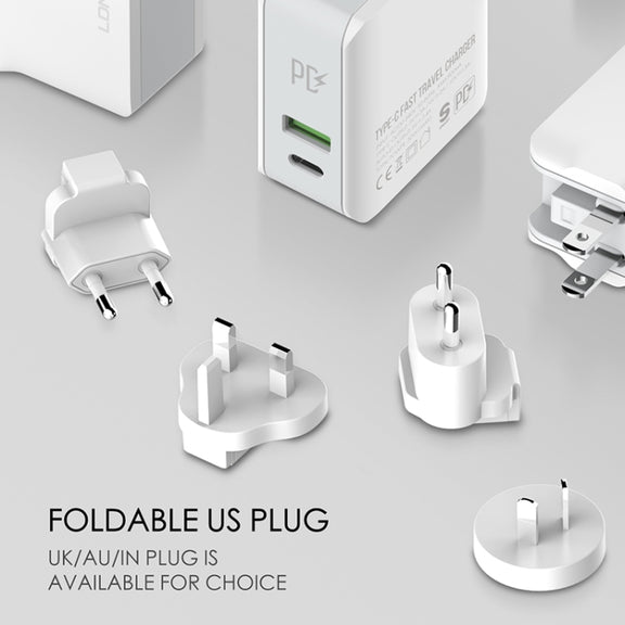 LDNIO A4403C 30W PD + Auto-id Foldable Fast Travel Charger with 1m Micro USB Cable, EU Plug