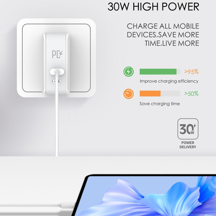 LDNIO A4403C 30W PD + Auto-id Foldable Fast Travel Charger with 1m Micro USB Cable, EU Plug