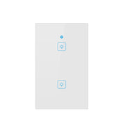 WS-US-02 EWeLink APP & Touch Control 2A 2 Gangs Tempered Glass Panel Smart Wall Switch, AC 90V-250V, US Plug