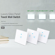 WS-UK-03 EWeLink APP & Touch Control 2A 3 Gangs Tempered Glass Panel Smart Wall Switch, AC 90V-250V, UK Plug