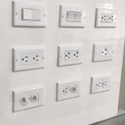 PC Double-connection Power Socket Switch with USB, US Plug, Square White UL 15A Leakage Protection Socket